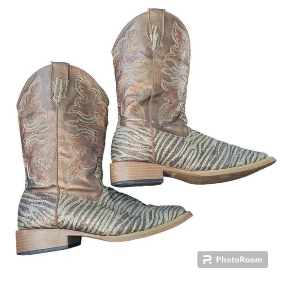 Roper Gold and bronze zebra cowgirl boots - Picture 3 of 5